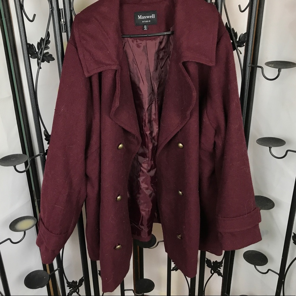 4x burgundy trench coat jacket, chic!